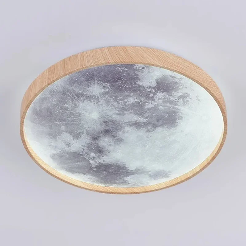 Imagem -05 - Nordic Wood Led Moon Ceiling Light Pendurado Lâmpada Quarto Corredor Sala de Estar Decoração de Casa Iluminação 26 cm 34cm