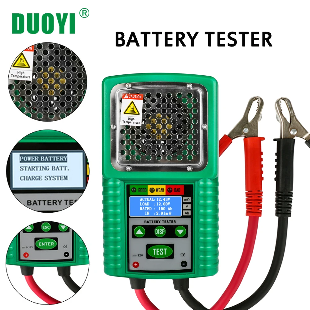 DUOYI DY226A 6V 12V Car Battery Tester 3 In 1 Traction DC Auto Power Load Starting Charge CCA Test Tool Battery Measurement Tool