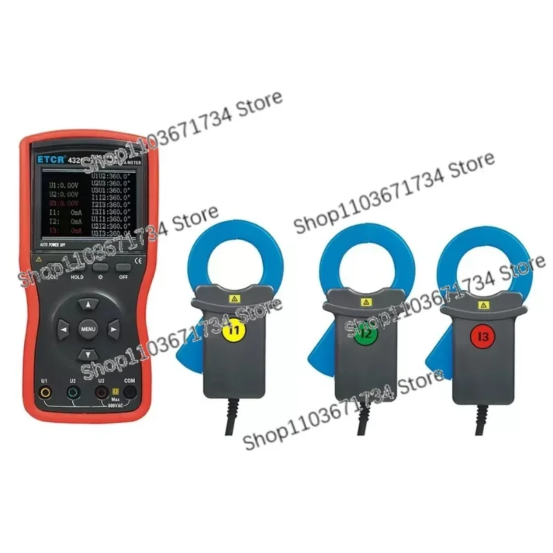 

ETCR4300 ETCR4320 Three-phase Digital Phase Voltmeter Triple Clamp Automatic 0~360 Phase Voltmeter USB Port 500 Data Storage