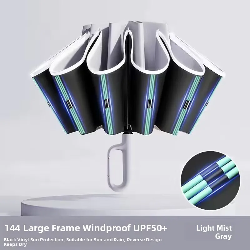 

Автоматический складной зонт, утолщенный, увеличенного размера, усиленный, мужской и женский, премиум-класса, для солнца и дождя, двойного назначения, автомобильный, обратного сложения