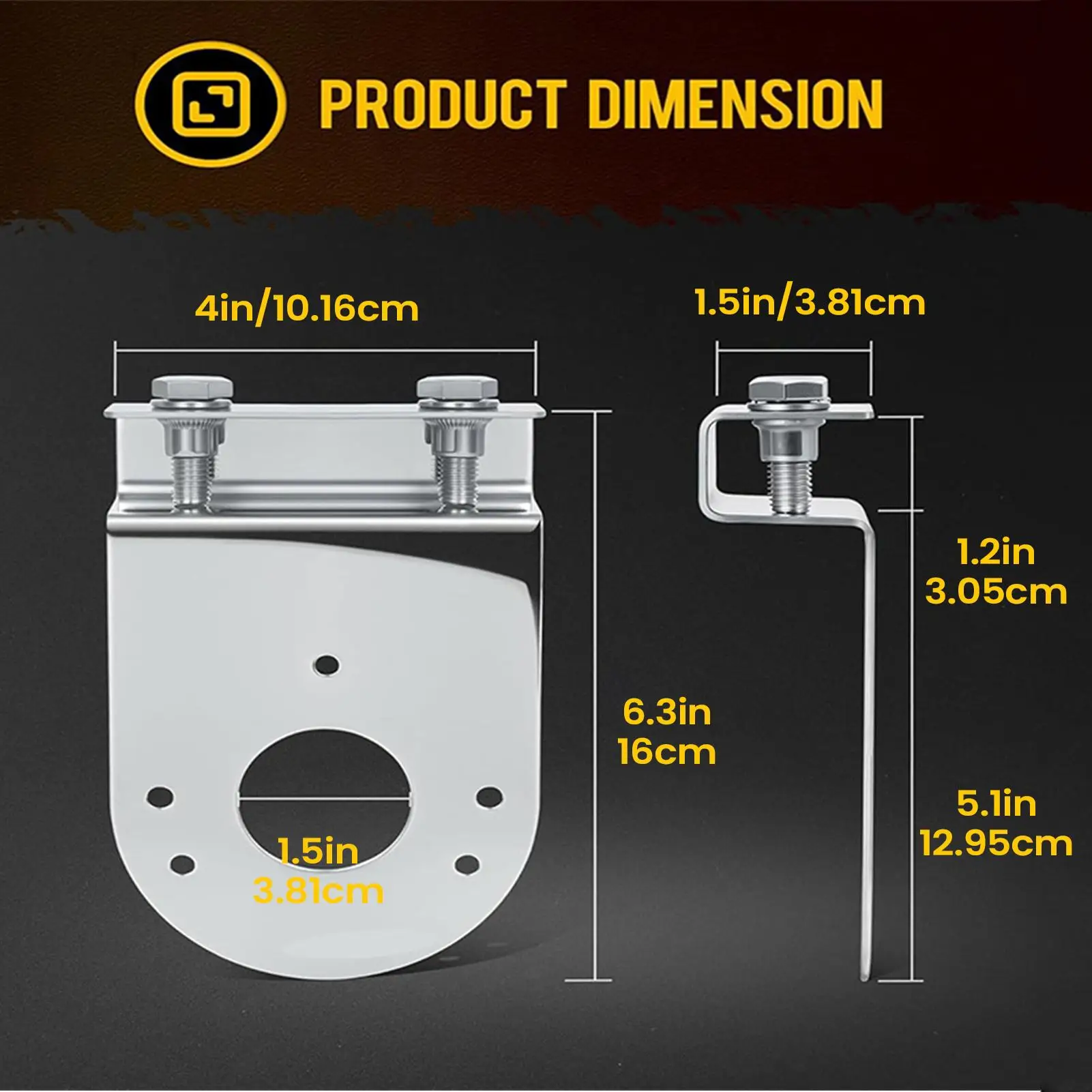 Watermelon LED Light Mount 2 Pieces Adjustable Heavy-Duty Stainless Steel Watermelon Light Frame Clamp Mounts for Trucks Trailer