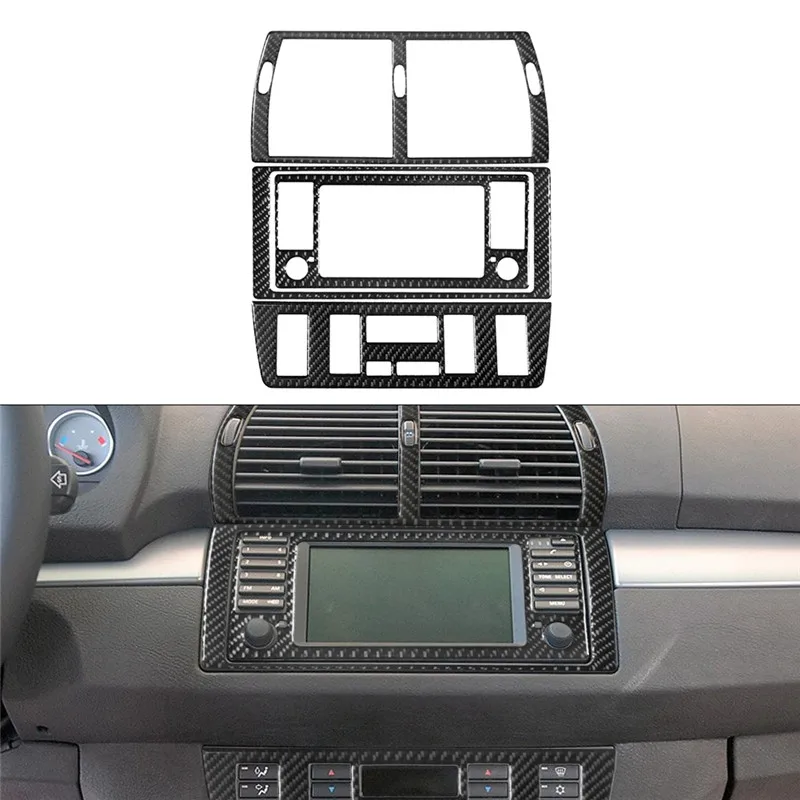 

Carbon Fiber Car Interior Center Console Navigation CD Button Panel Decoration Stickers For BMW X5 2000-2006 Car Accessories