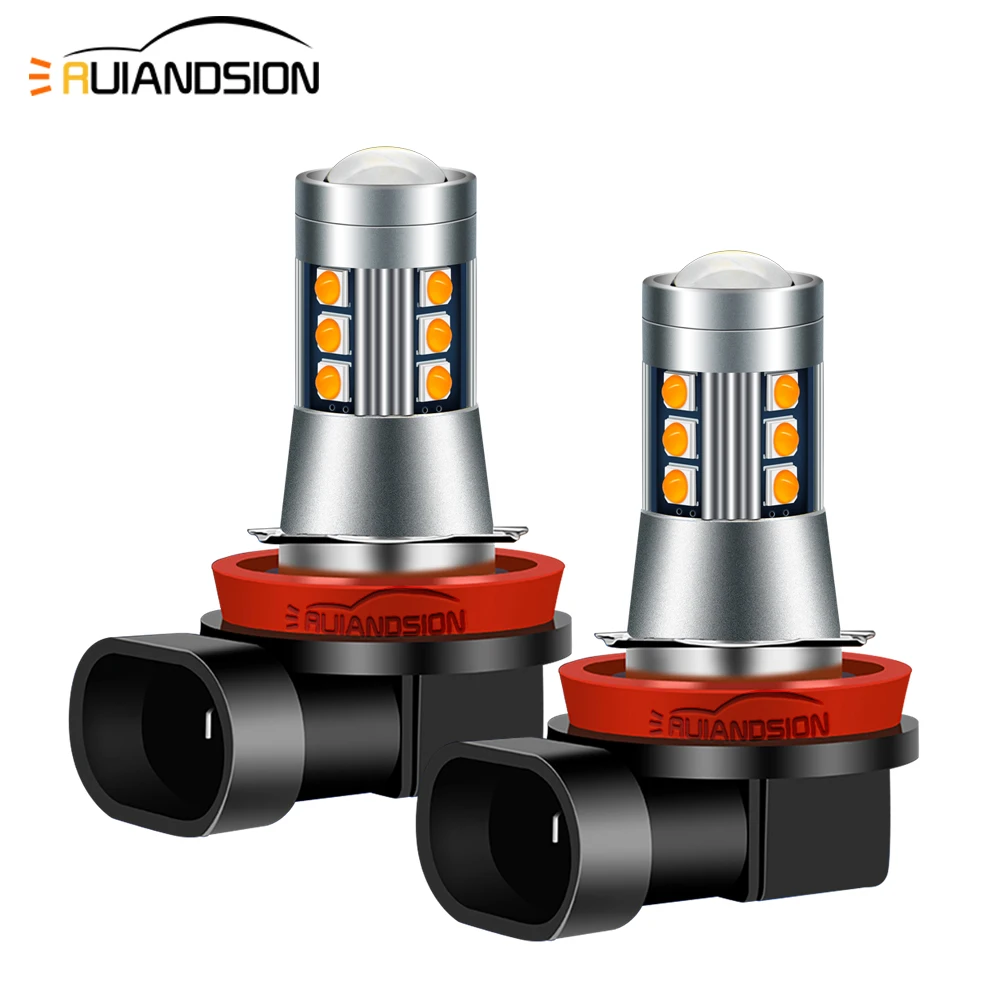 

Ruiandsion 2PCS H11 H3C H7 LED Car Fog Lights Headlight Bulbs 3030 Chip 15SMD 10-30V Fit 12V 24V Foglamp Yellow For Motorcycle