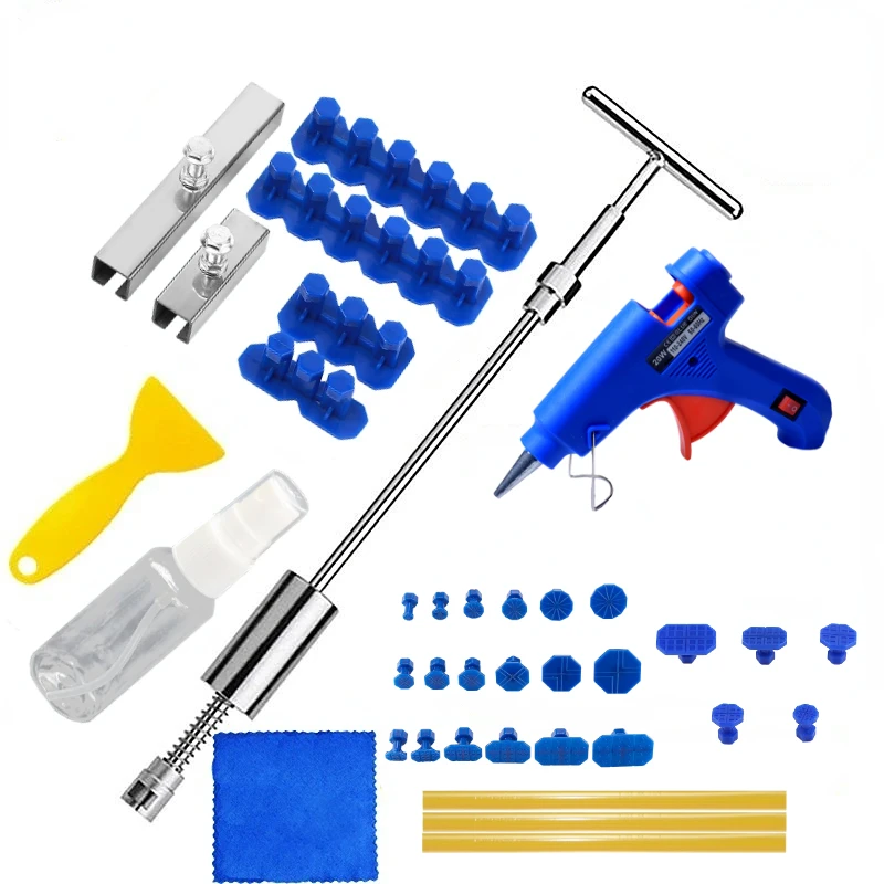 Car Dent Repair Tools Puller Removal Kit Slide Hammer Reverse Hammer Tool Body Suction Cup Adhesive Blue Glue Tabs