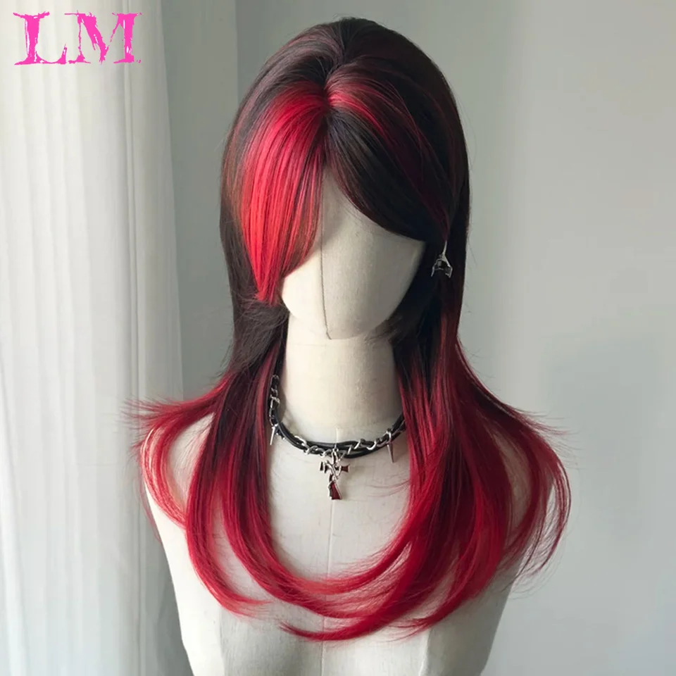 LM Ashely Black Wig Female Headband Body Wavy Rose Hair Net Models in French Bangs High Quality Simulation Hair Synthetic Wig