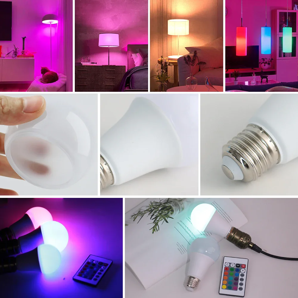 Tuya Smart-Lâmpada LED RGB Regulável, Luz Inteligente, Aplicação Smart Life, Controlo por Voz, Alexa, Google Home, E27, 5W, 10W, 15W