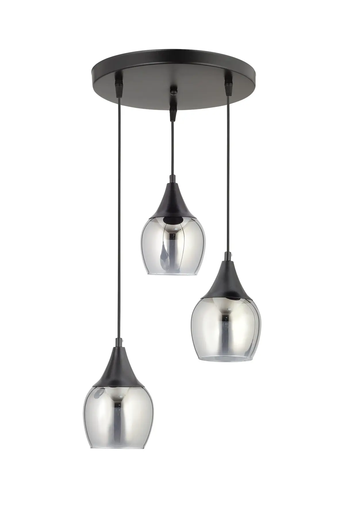 

DOLBOVI Sante 3-piece black smoked glass Modern pendant chandelier