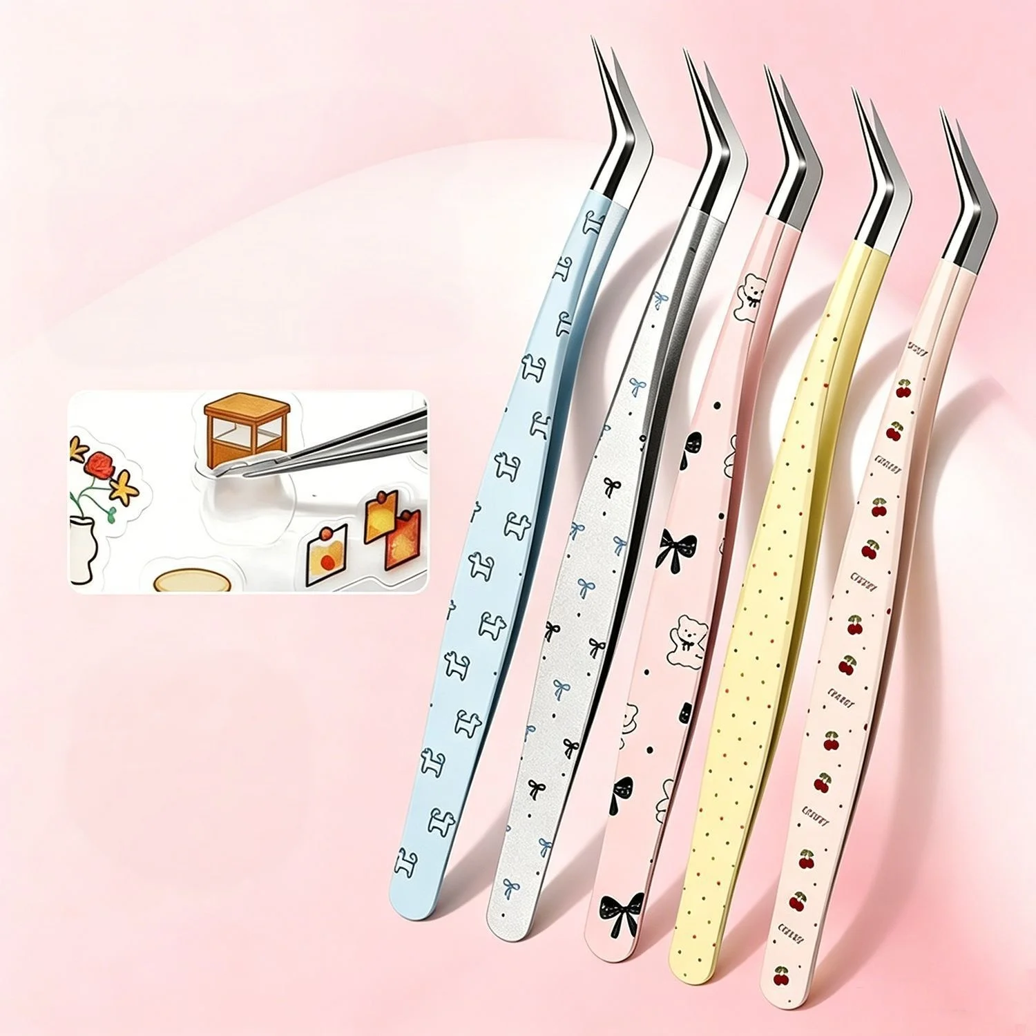 1pcs Precision Tweezers Stainless Steel Alloy for Scrapbooking Eyelash Extension Sticker Picker Tool Professional Craft Kit