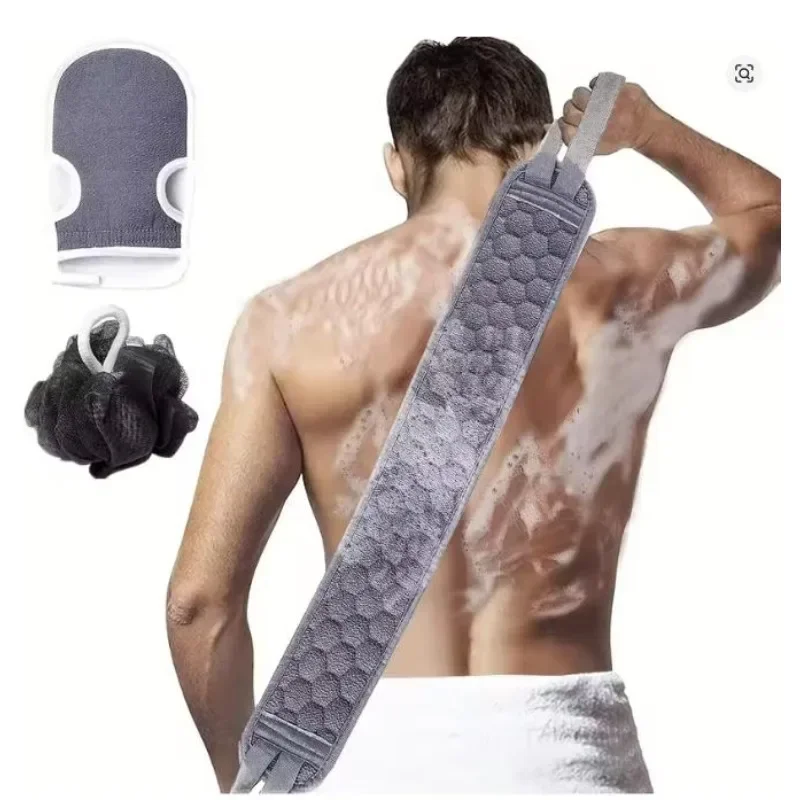 

Shower Exfoliating Back Scrubber Bath Belt Towel Ball Glove Deep Mud Clean Korean Body Washcloth Japanese Rear Scrub Pull Strap