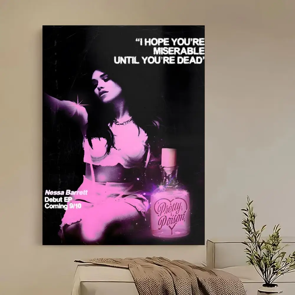 ملصق Nessa Barrett Singer عالي الدقة ذاتي اللصق مقاوم للماء مثالي للمنزل والمكتب وغرفة النوم هدية رائعة