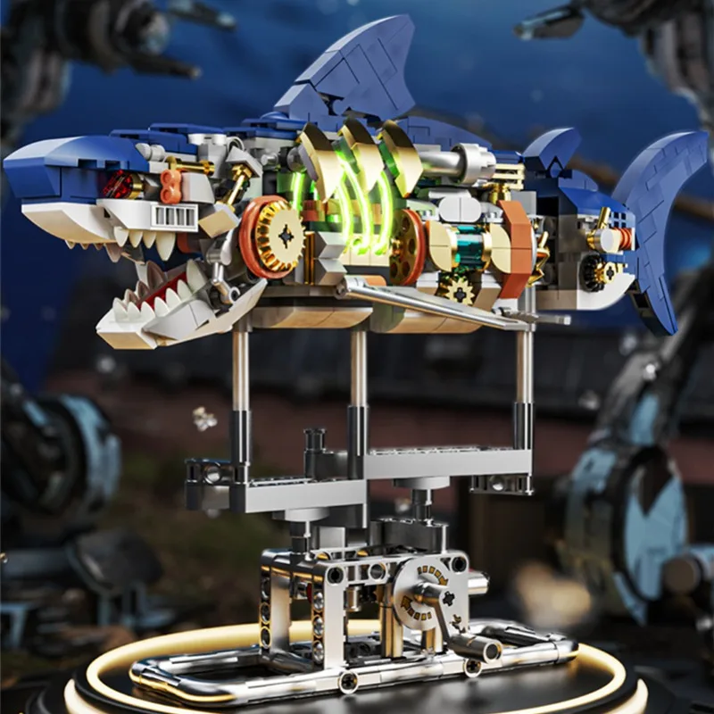 

Механические строительные блоки акулы полупрозрачные мекко, жук, попугай, модель, подвижная игрушка, крутая детская фигурка на день рождения