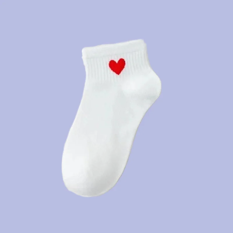 Chaussettes Courtes à Motif de Cœur d'Amour pour Femme, Respirantes, Absorption de la Sueur, Haute Qualité, Nouvelle Collection, 5 Paires