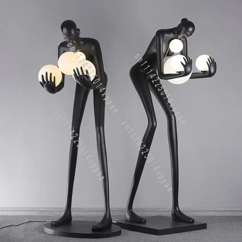 Art Sculpture Window Floor-to-Ceiling For Home Exhibition Hall Nordic Human-Shaped Decorative Ornament Artwork Floor Lamp