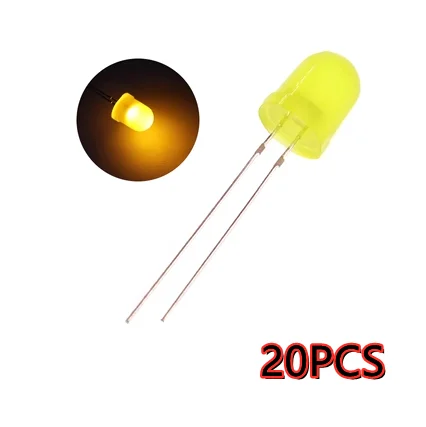 20PCS 10mm Light Emitting Diode White Red Yellow Green Blue F10 Light Emitting Diode Multipurpose Electronic Lamp