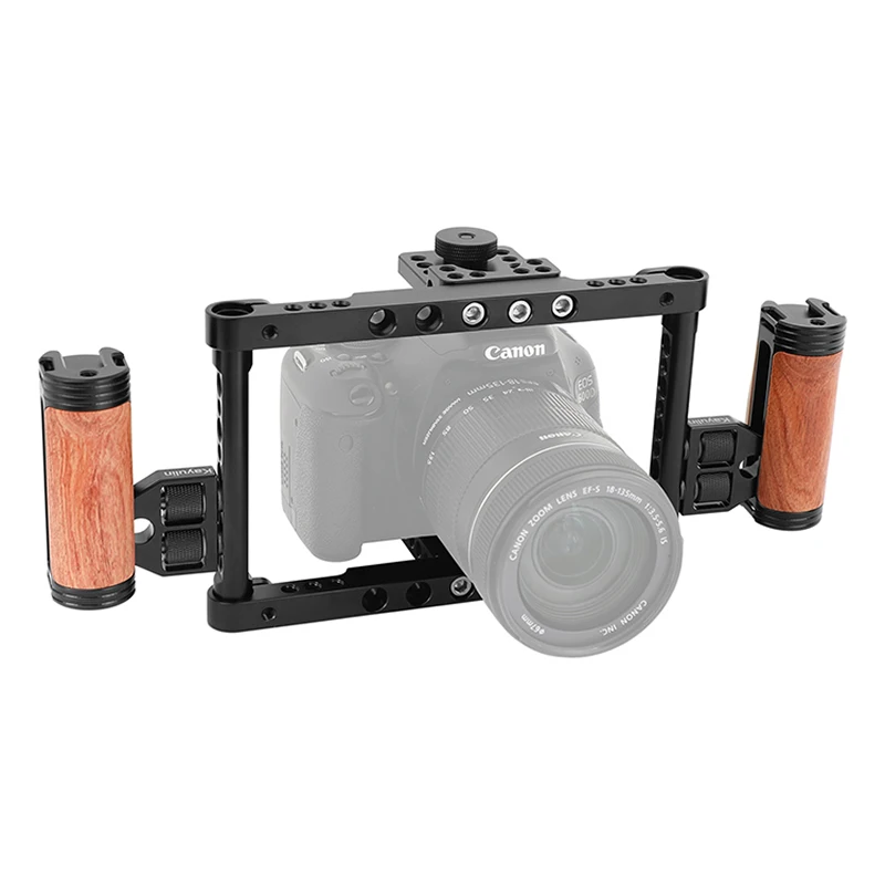 HDRIG Aluminum DSLR Camera Cage With Multi-function Wooden side handle for Canon, For Nikon, For Sony, For Panasonic GH3/GH4