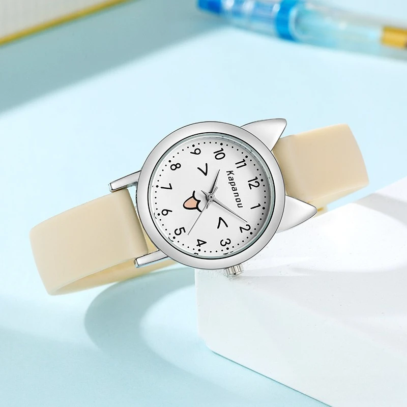 Cute Cat Ear Watch for Women, Fashionable Soft Tape Candy Colored Watch view 6