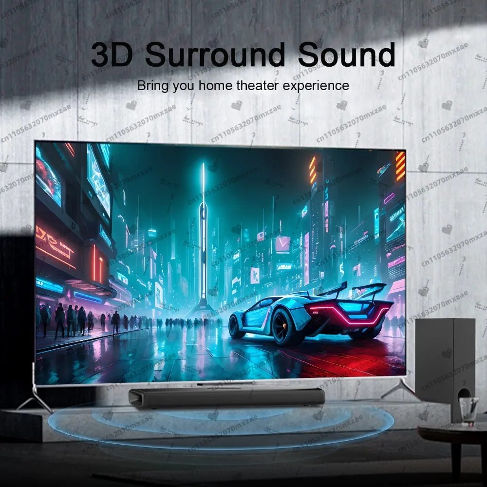 Barra de sonido 2.1 con subwoofer incorporado, sistema de cine en casa Bluetooth 5.0, base de sonido de TV para audio envolvente