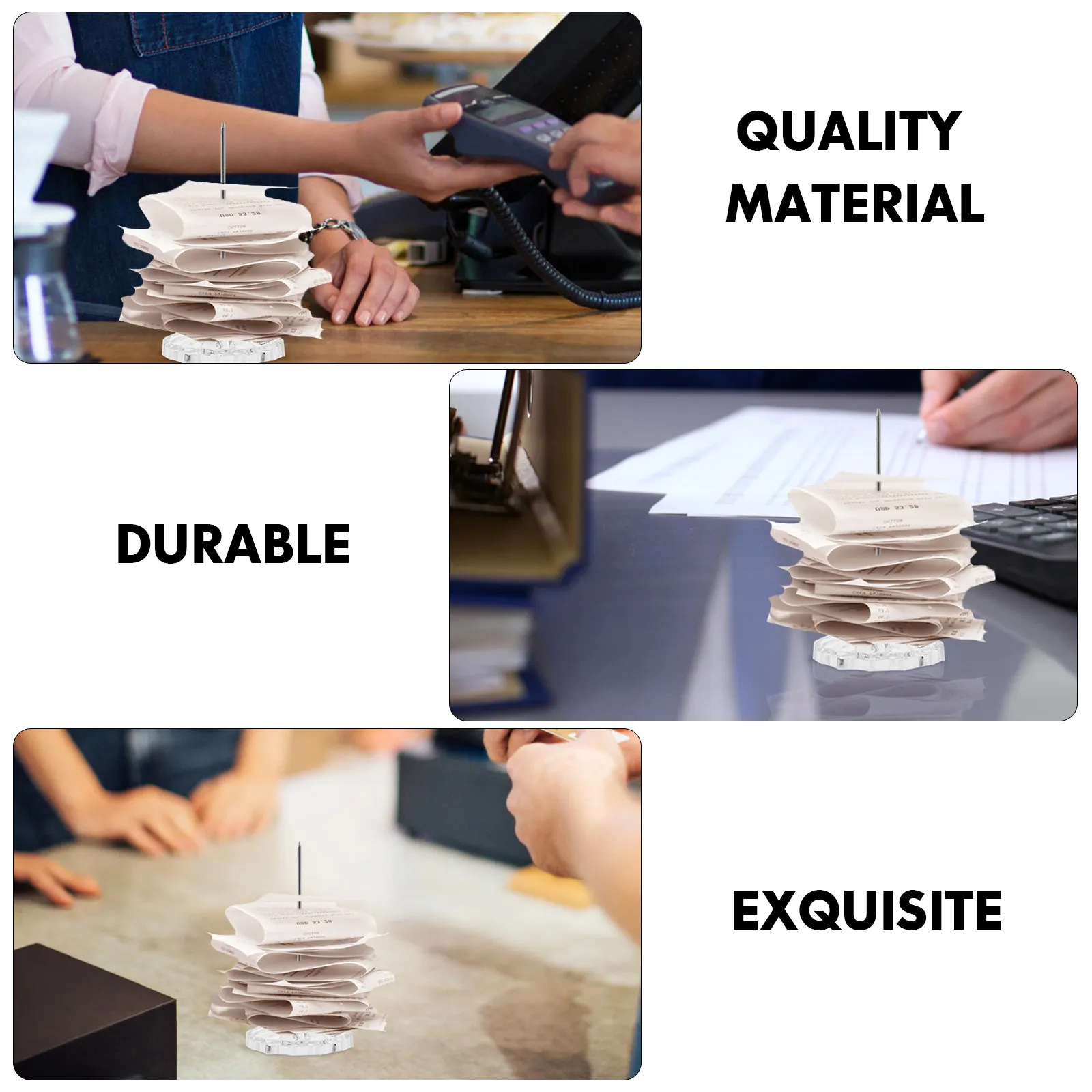 4Pcs Receipt Spindle Sticks Desk Bill Holder Paper Spike Organizer for Office Restaurant Cafe Receipt Memo Storage