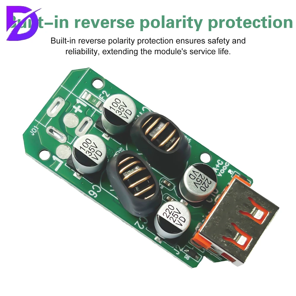 DC9V-30V Car Mounted Step-Down Charging Module VOOC Multi Protocol Usb 30W+Type C 20W Dual Port Independent Fast Charging Module