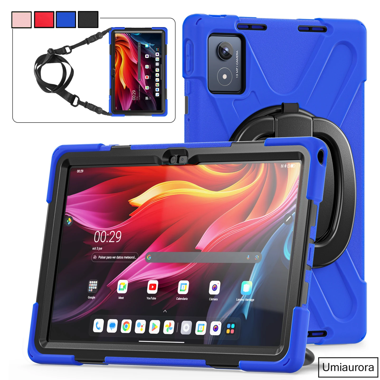 For Lenovo Tab K11 Plus 11.5 inch TB352FU TB352XU Heavy Duty Rugged Tablet Case Pull Ring Stand Strap Shockproof PC Cover Funda