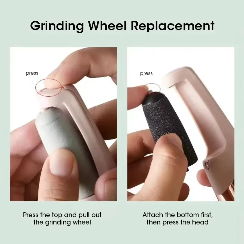 Portable USB Electric Pedicure Grinder with 2 Removable Roller Heads Callus Dead Skin Remover Auto Foot File