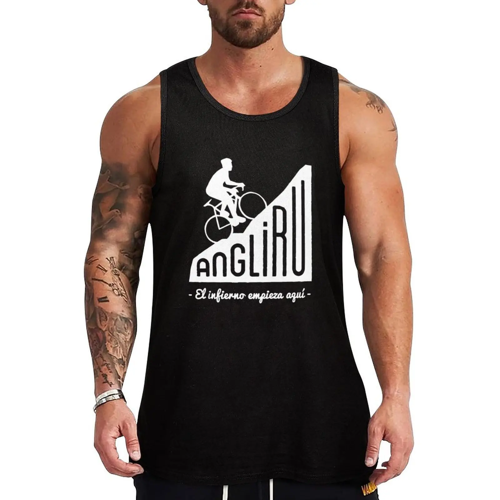 Angliru climb _quot_El infierno empieza aquí_quot_ ciclismo Vuelta España Camiseta sin mangas de corte clásico para uso diario