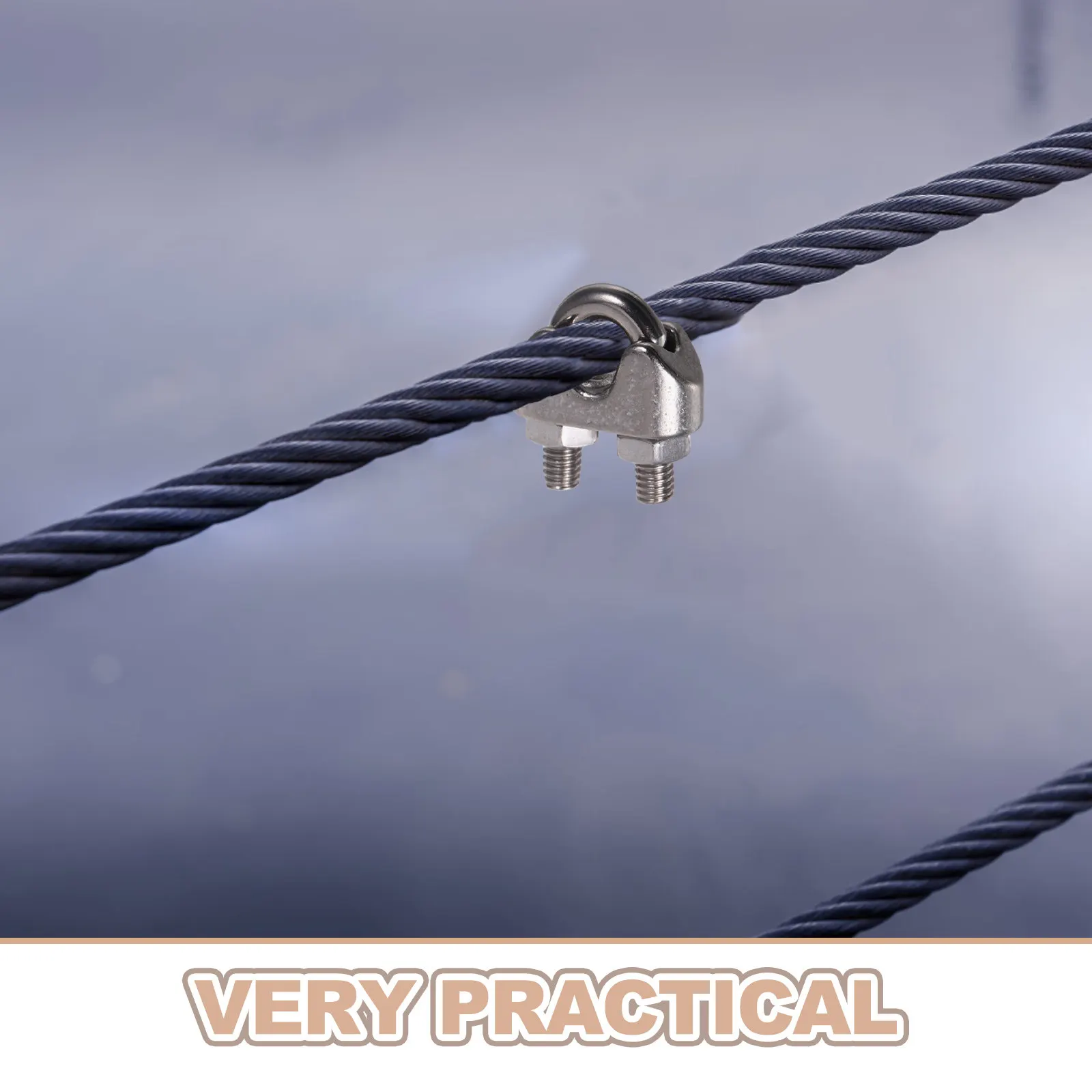 24Pcs Stainless Steel Rope Clip Heavy Duty Wire Rope Clamp with U Bolt Saddle Fastener for Advertising Panels Fencing Drying
