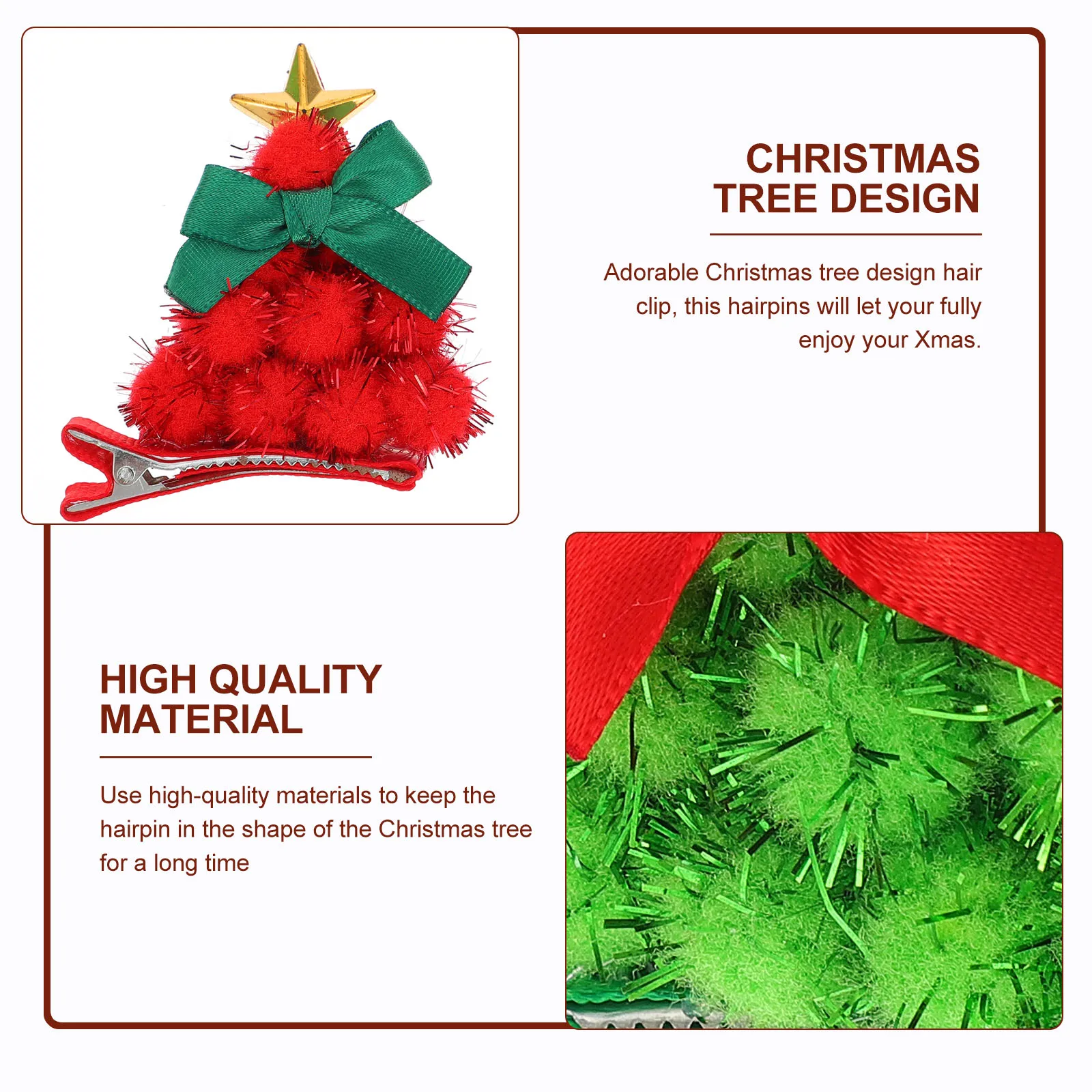 

Christmas Tree Clips 2 Pairs Girls Xmas Xmas Barrette Barrette Iron Style Christmas Gift Kids Hairpin