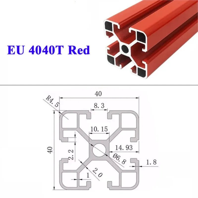 1PC Anodized Red 4040 4040 T-Slot Aluminum Profile Extrusion EU Standard 40x40 L=100-1000mm Linear Rail for CNC 3D Printer DIY