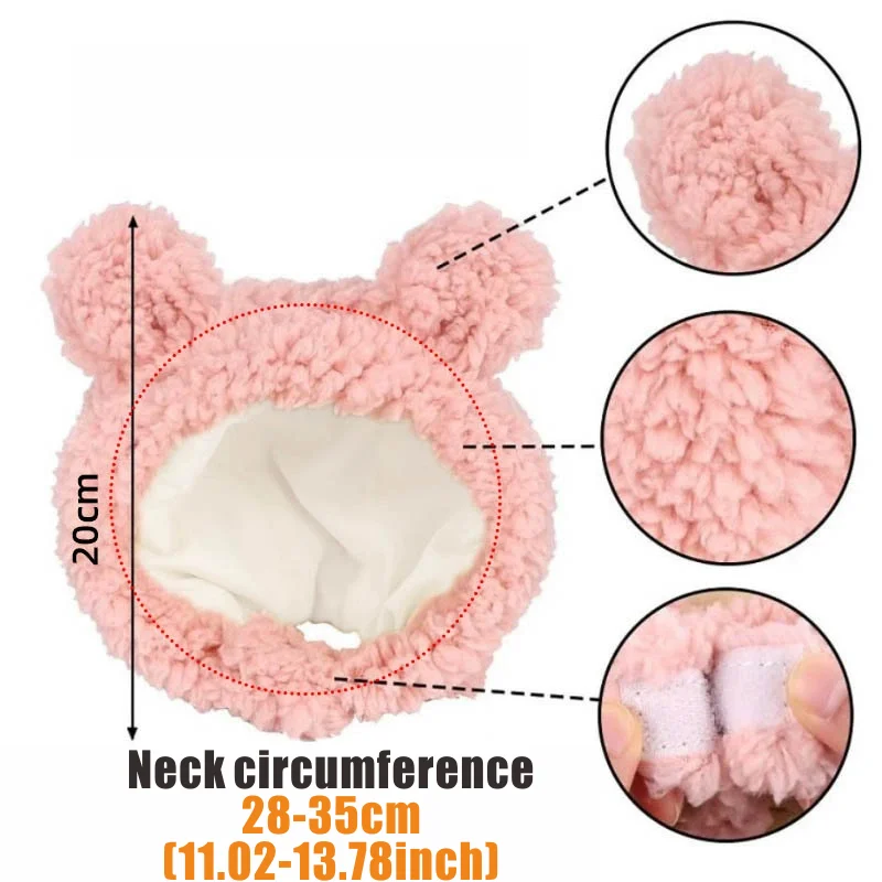 Comfortable Pet Headband hat Cat Dog Headwear Adjustable Plush Headband Bear Hat for Small Pets keep warm