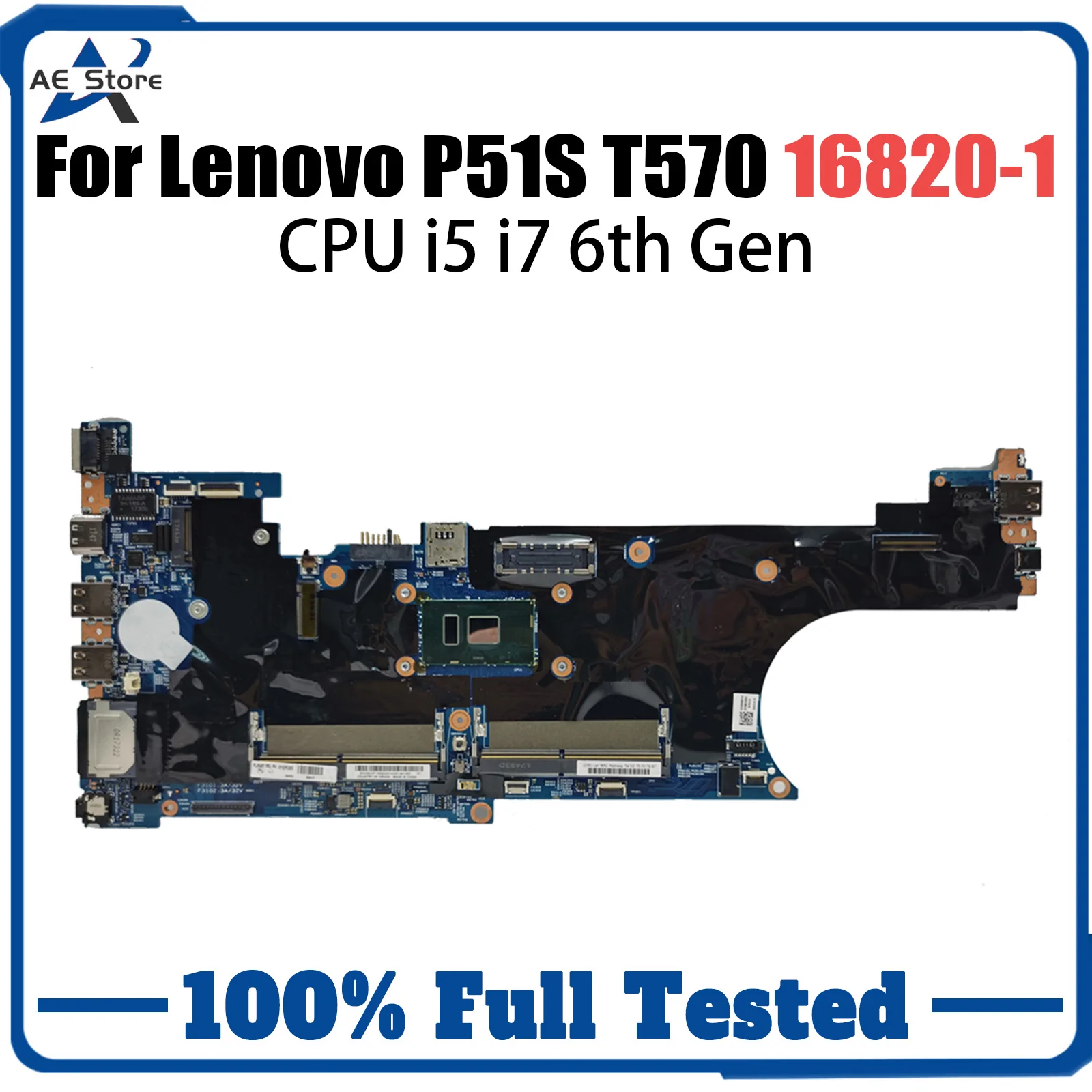 Материнская плата для ноутбука LENOVO P51S T570 16820-1 с процессором I5 i7 6-го поколения 01ER445 01ER461, материнская плата для ноутбука, полностью протестирована