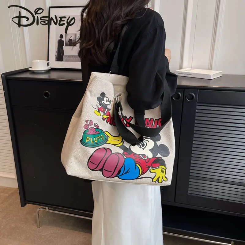 Disney Mickey New Fashion Women's Bag Cartoon Versátil Commuter Shoulder Bag Alta Qualidade Moda Grande Capacidade Casual Bolsa