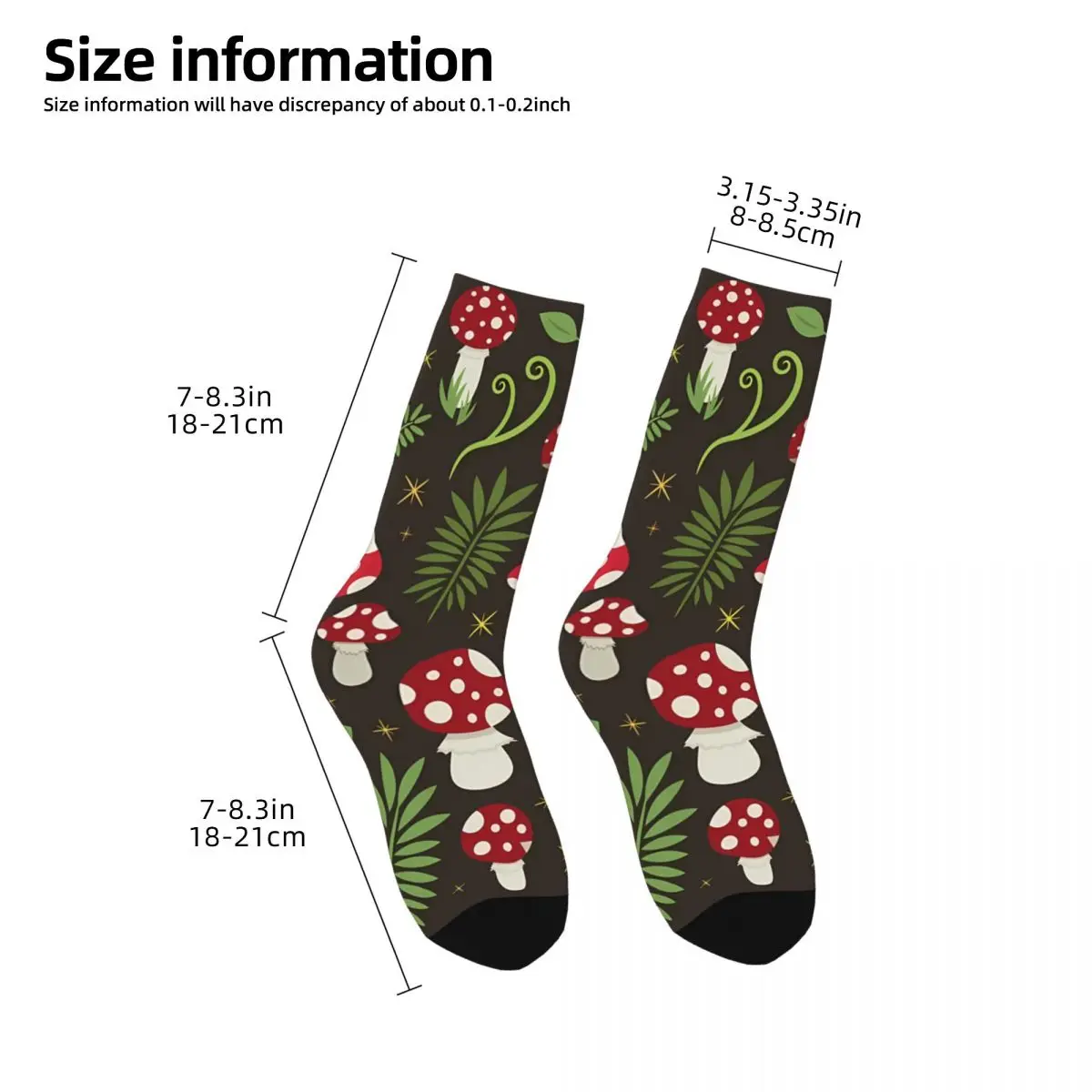 Lustige Herren socken magischen Wald rote Pilze Vintage Pilz Hip Hop Neuheit Crew Socke Geschenk muster gedruckt