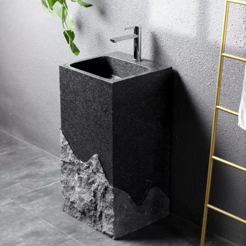 Whole Stone Column Basin, Outdoor Courtyard Floor-to-ceiling Light Luxury Washing Table, Household Balcony Stone Sink