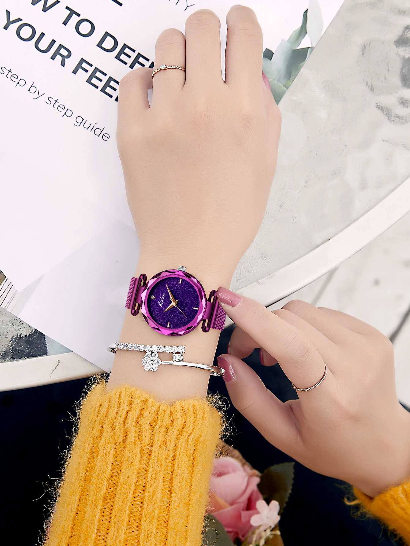 BIDEN high-end women's watch luxury small dial waterproof quartz watch Valentine's Day gift with exquisite watch box included