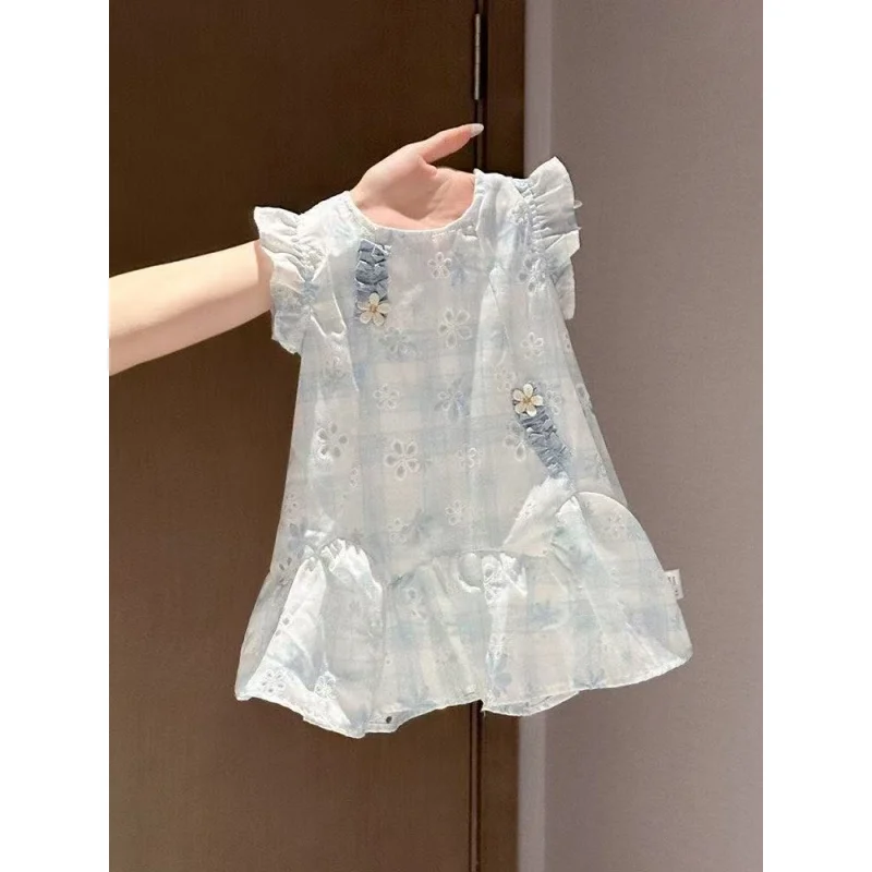 2026 Summer New Baby Girl Dress With Lotus Leaf Edge and Daisy Embroidery for Infants and Young Children