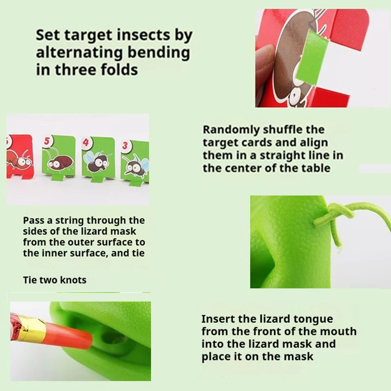 Masque de lézard grenouille, cartes à lécher la langue, jeux de société pour anti-stress, jeu de Puzzle de bureau amusant, jouets de fête en famille pour enfants