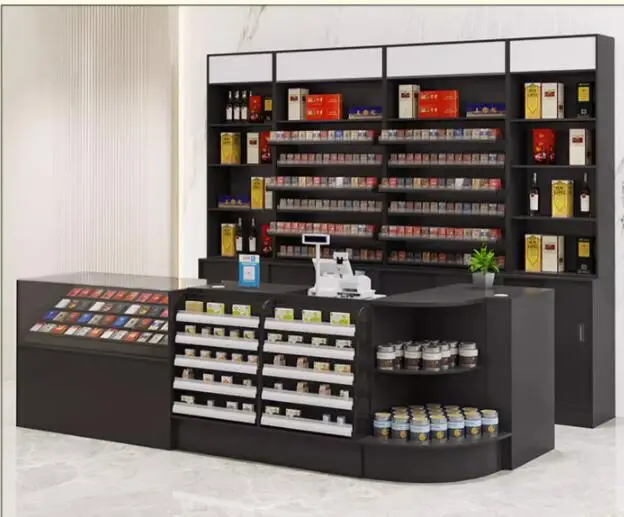 

Supermarket cashier tobacco and liquor cabinet combination corner rock plate convenience store tobacco counter tobacco cabinet