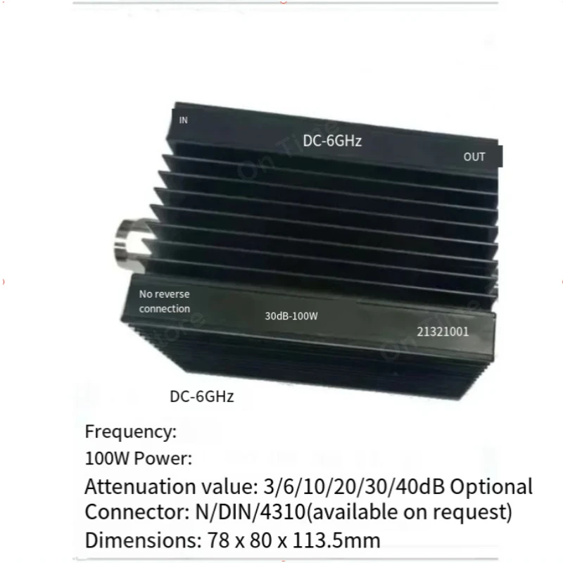 100W Fixed Attenuator N Type Frequency DC-6GHz 1-60dB Provide