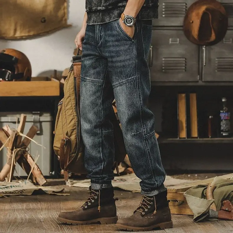 Casual Washed Jeans New Korean Retro High Street Trendy Brand Teen Loose Straight Harem Pants Men's Trousers Man Clothing