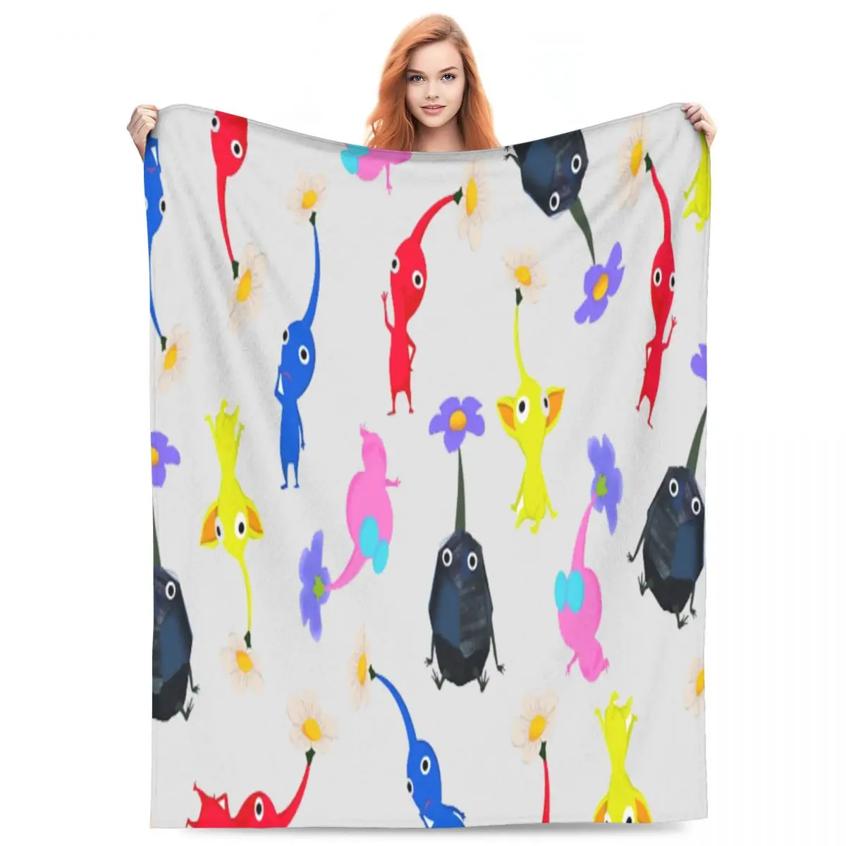 Pikmin Blankets Fleece Sofa Throw Blanket Multi-function for Couch Bedding Travel Throws Bedspread Quilt