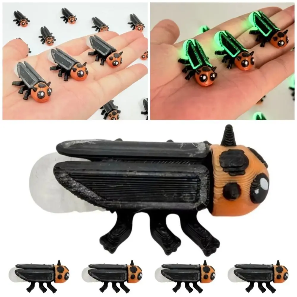 5Pcs 3D Printed Luminous Firefly Figurine Creative Glow-in-the-Dark Mini Fireflies Statue Cool Funny Realistic Animal Figurines
