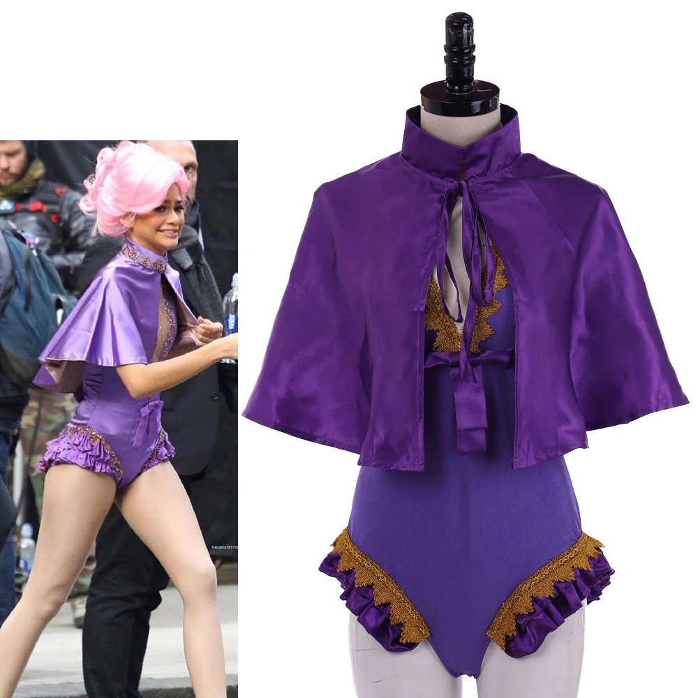 Anne Wheeler Circus Cosplay The Greatest Showman Costume Woman's Sexy Purple Jumpsuit Halloween Stage Show Outfit