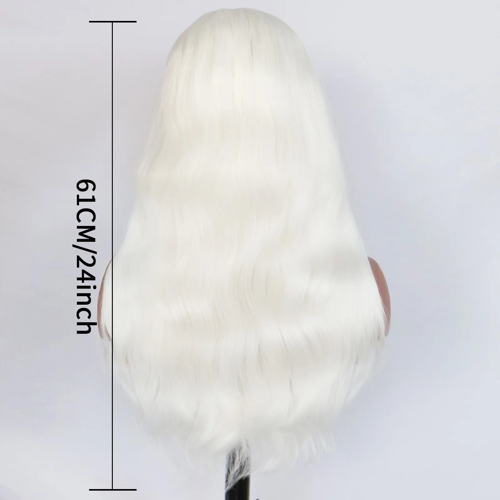 Women's long white curly hair wig with 24 inch natural curly hair and heat-resistant synthetic fiber, suitable for daily wear