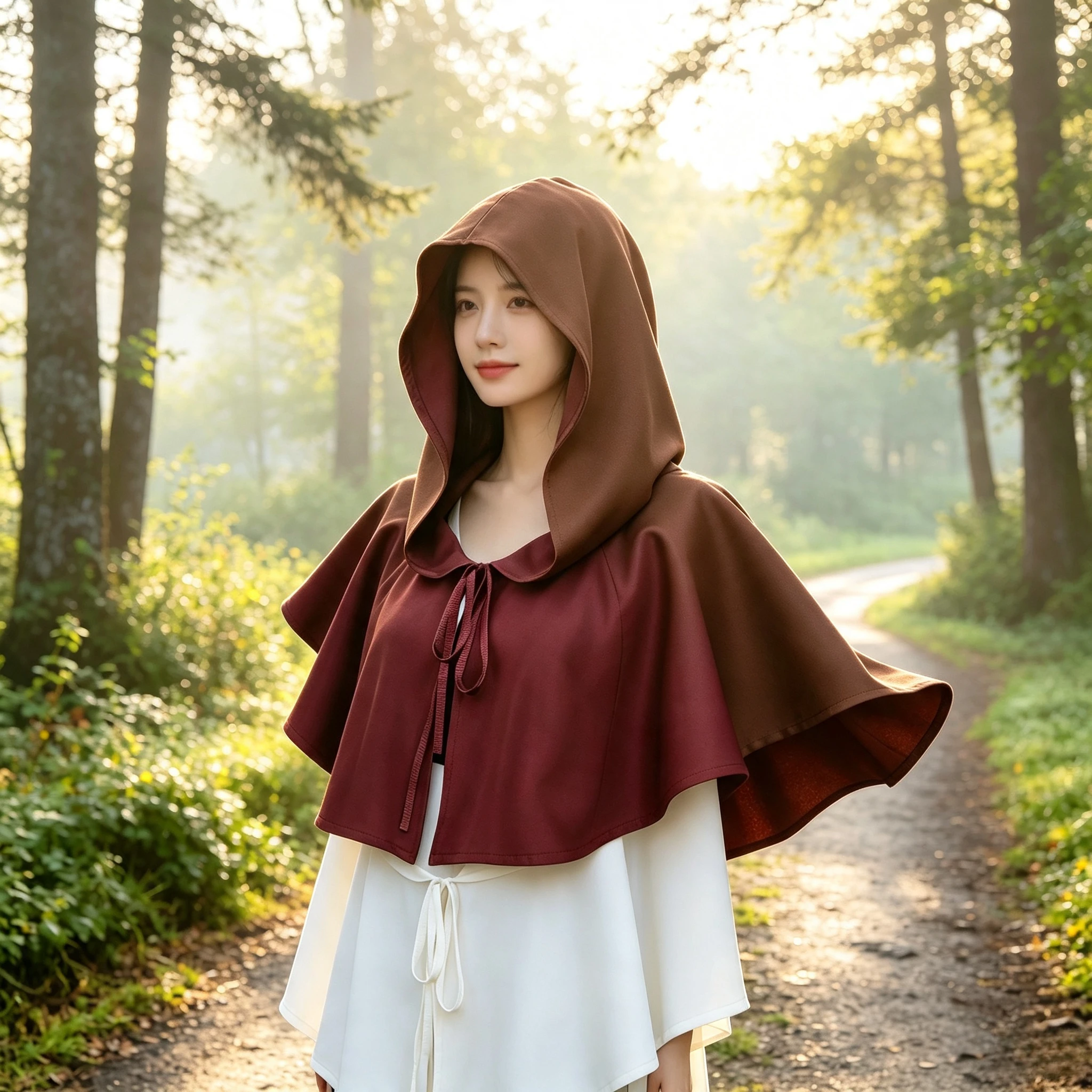 Halloween Black&Red Unisex Medieval Hooded Cloak Vintage Loose Oversized Outerwear Windproof Cape Adult Holiday Party Wrap Coat
