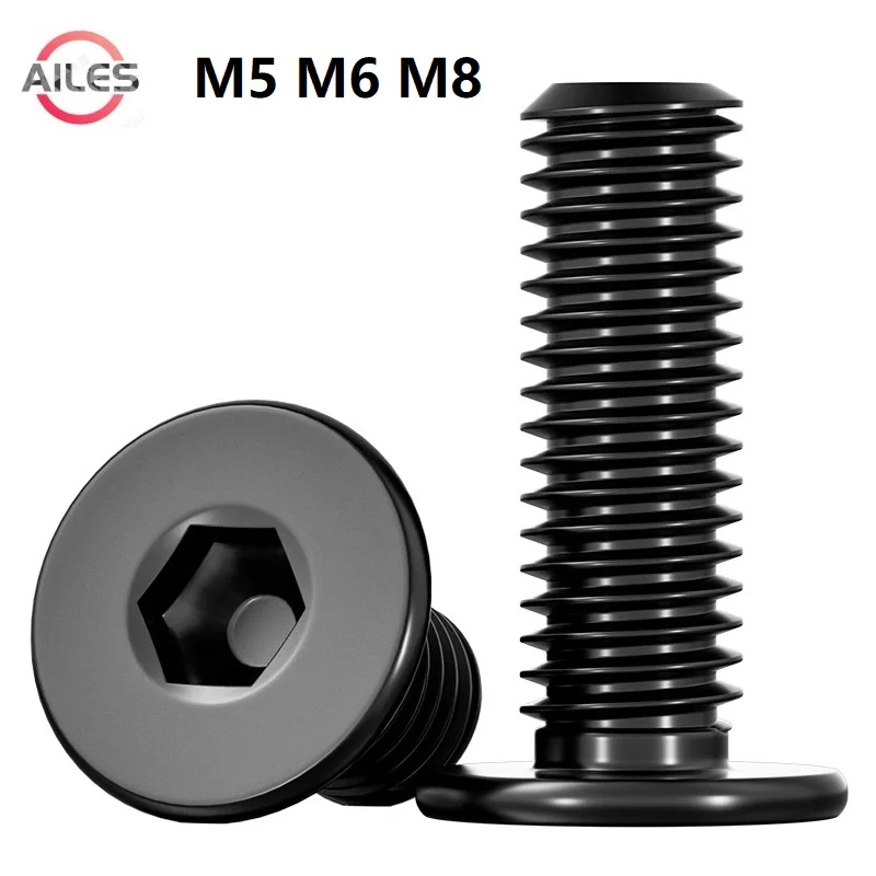 M5 M6 M8 Black 304 Stainless Steel CM Ultra Thin Flat Head Hexagon Socket Head Screws Allen Bolts