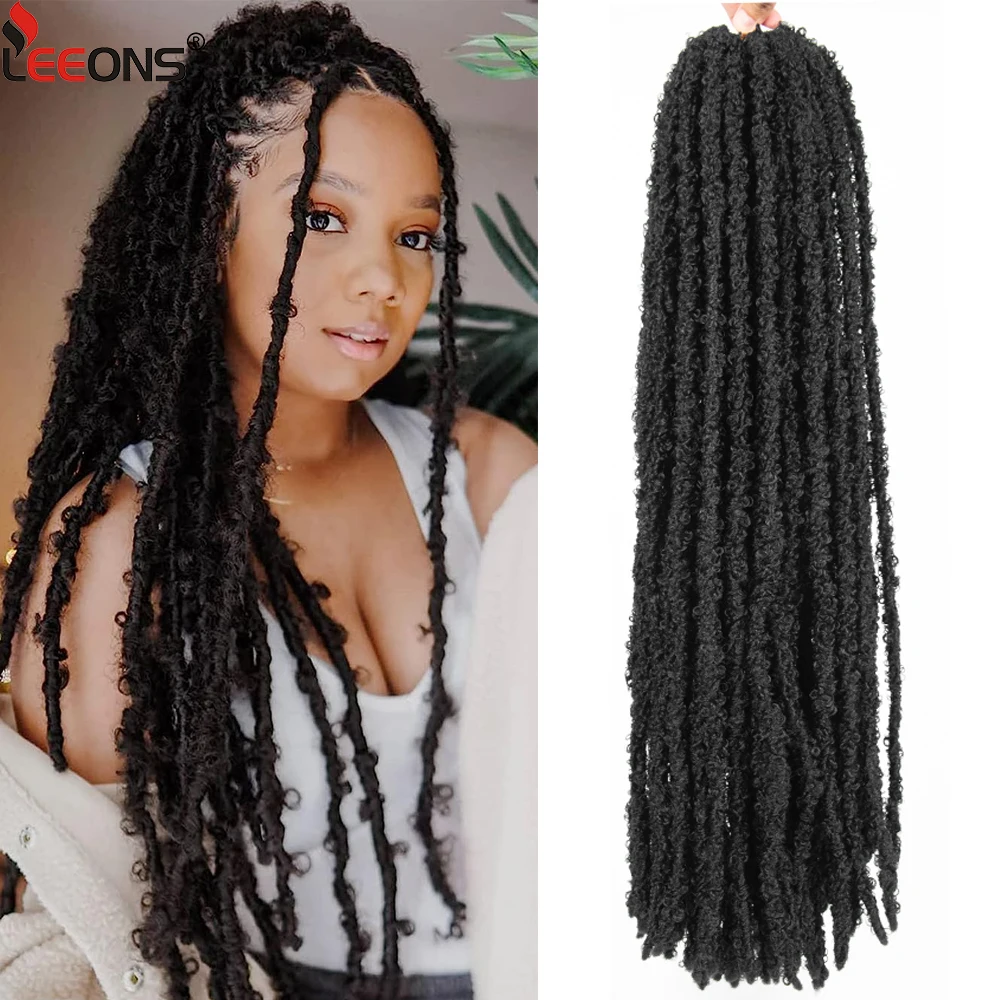 12 18 24 30 Inch Butterfly Locs Crochet Hair 1-5 Packs Long Faux Locs Crochet Braids Hair Pre-Looped Synthetic Hair Extensions