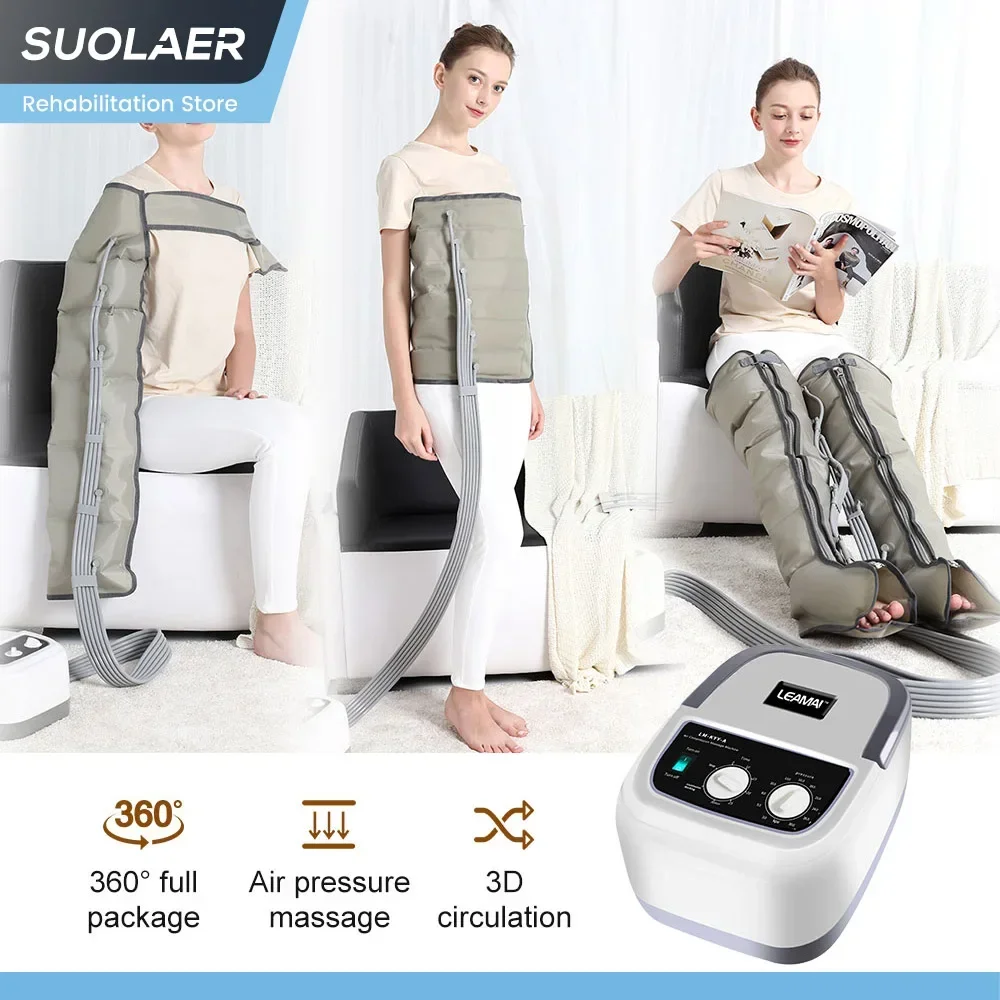 6 Cavity Air Compression Leg Massager Wraps Arm Waist Foot Massage Machine Promote Blood Circulation Air-Wrap Pain Relief Tool