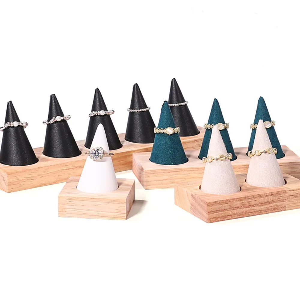 

Jewelry Display Cone Shape Rings Holder Multiple Size Storage Rack Flannelette Rings Display Stand Vintage Lightweight