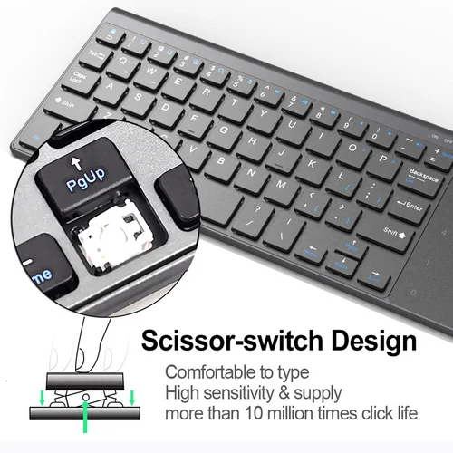 Imagen 2 del producto Teclado inalámbrico delgado de 2,4G con panel táctil, número de ratón, teclado inalámbrico USB numérico para Android, Windows, escritorio, portátil, TV Box